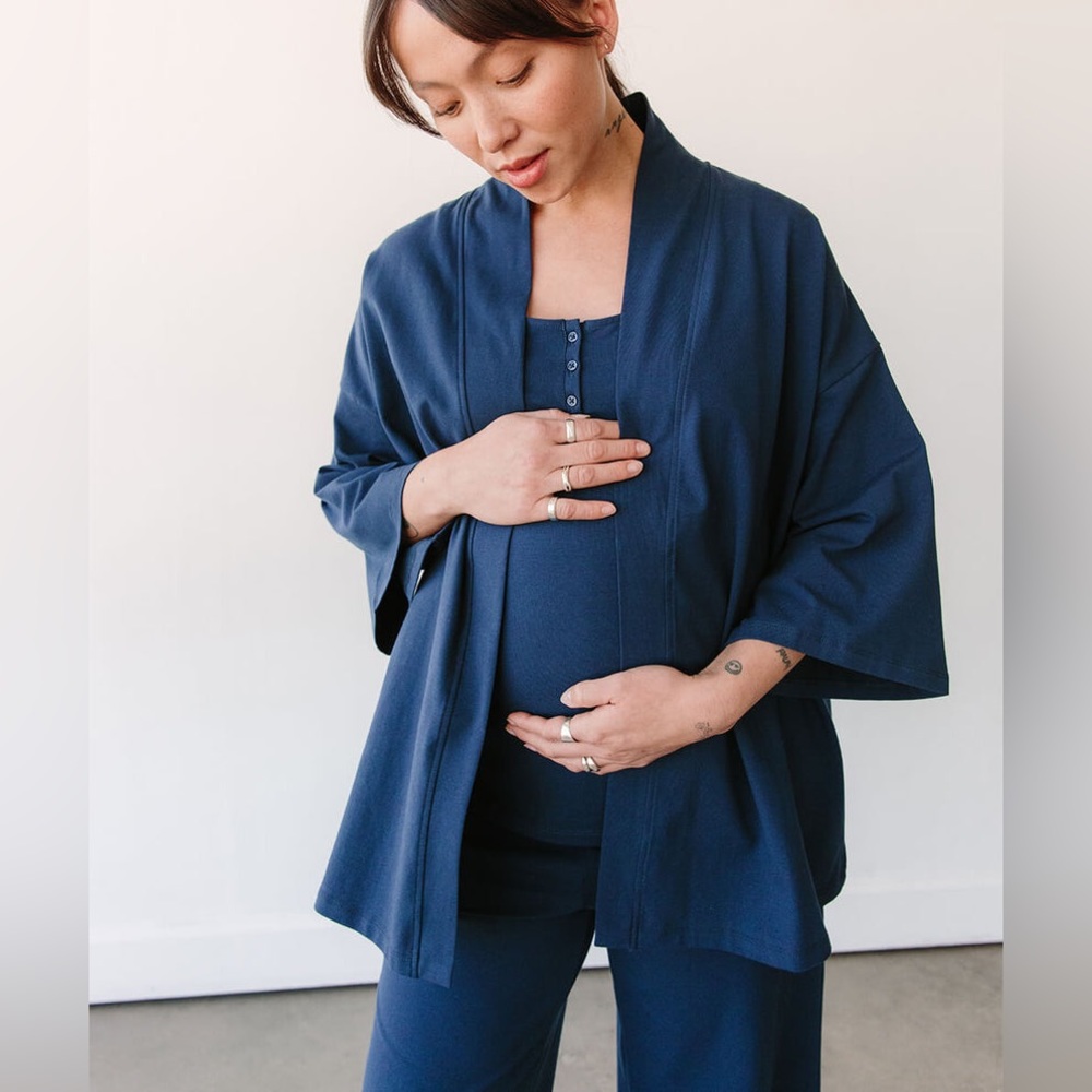 Storq Maternity Lounge Robe Jacket Women’s size 5 in Indigo Blue